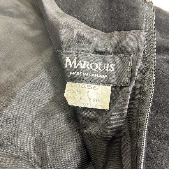 Vintage 90s Y2K Black Mini Dress Marquis Suede Bodycon Leather Dress Sz 6 Chrty - Picture 11 of 13